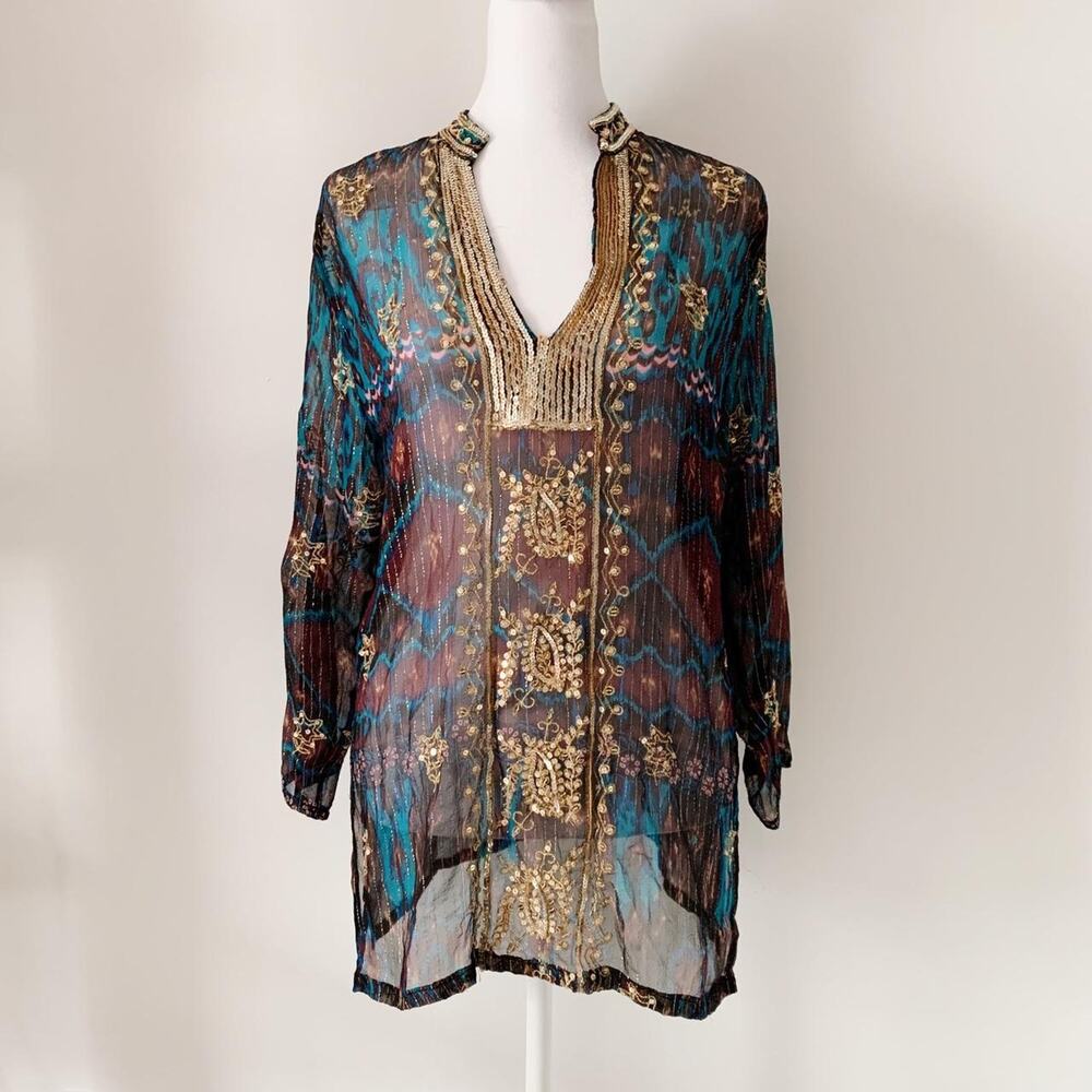 Y2K Z.B.D Design Silk Tunic
